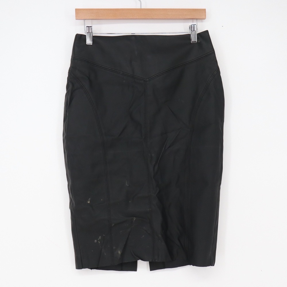Express Skirt Womens 6 Pencil Black Faux Leather High Waisted Fair